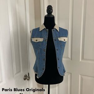 Paris Blues Denim Vest with Cream Details